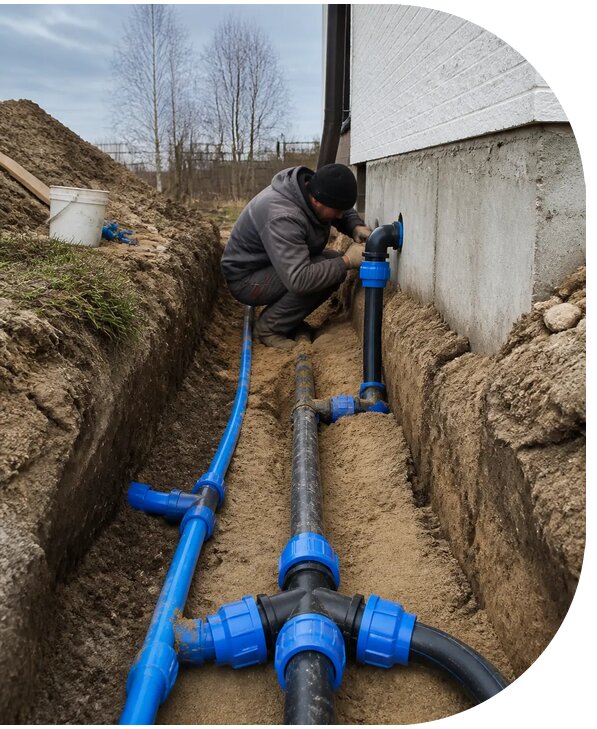 Монтаж наружного водопровода на участке под ключ в Биробиджане